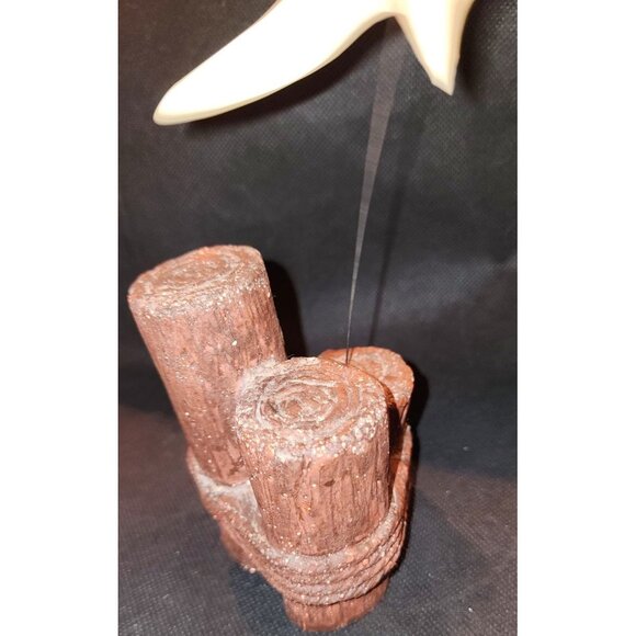 Wooden Resin Seagull Sculpture With Rustic Dock Stand MCM Mid Century - Picture 4 of 8